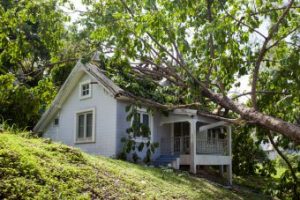 Roof damaged by wind